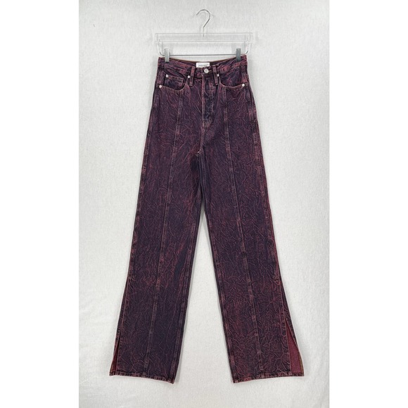 FRAME DENIM Jeans Womens 25 Long Tall Pink Acid Wash Wide Straight High Rise - Picture 1 of 14